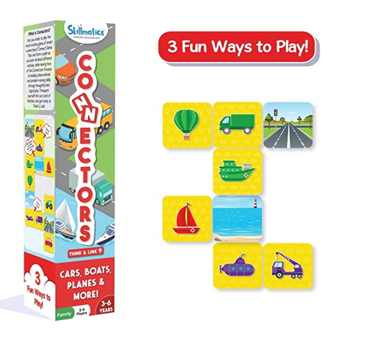 Skillmatics Connectors Cars, Boats, Planes and More Activity Game for kids 3Y+, Muliticolour