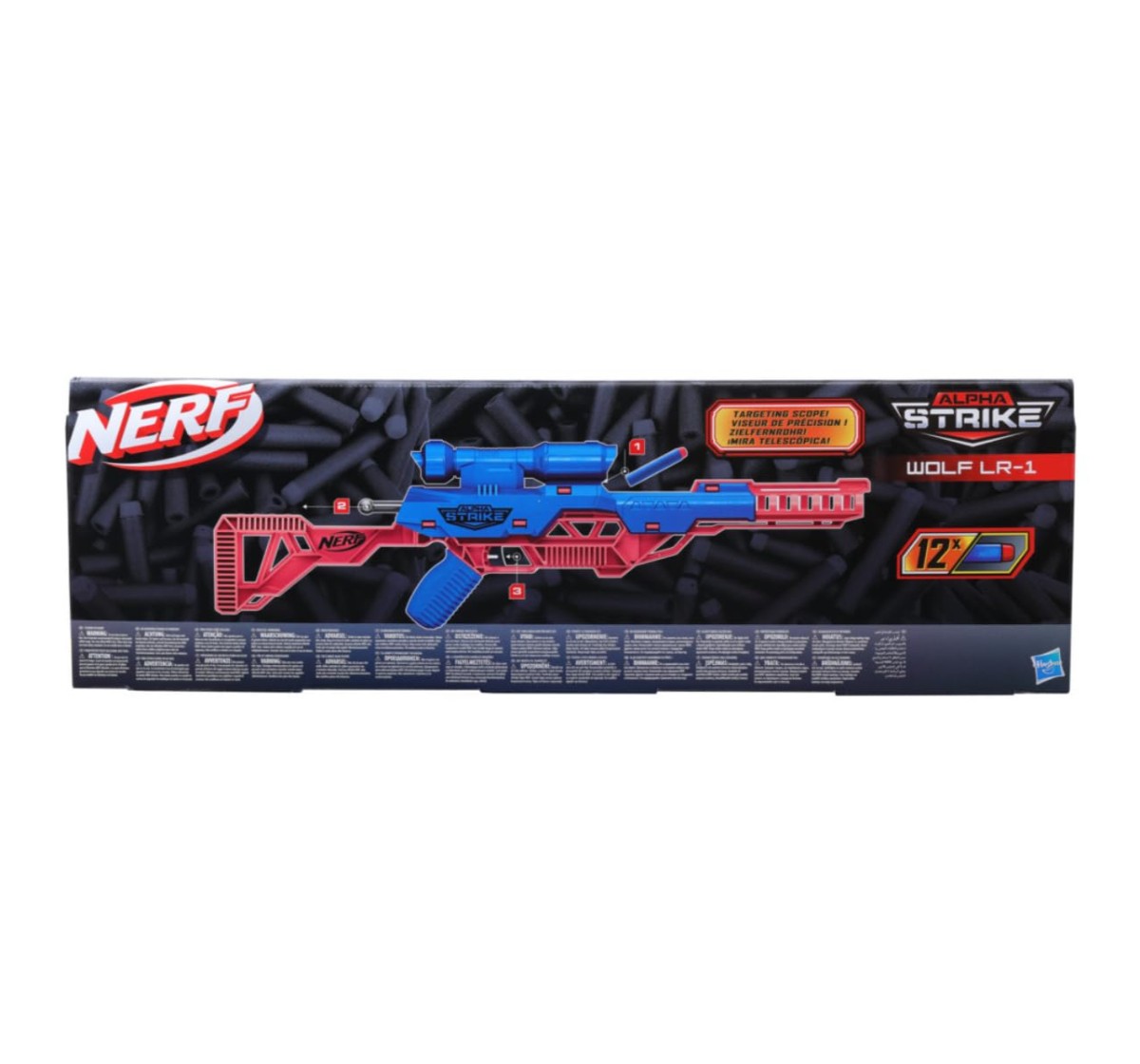 NERF Alpha Strike Wolf LR-1 Toy Blaster with Targeting Scope, Multicolour, 8Y+