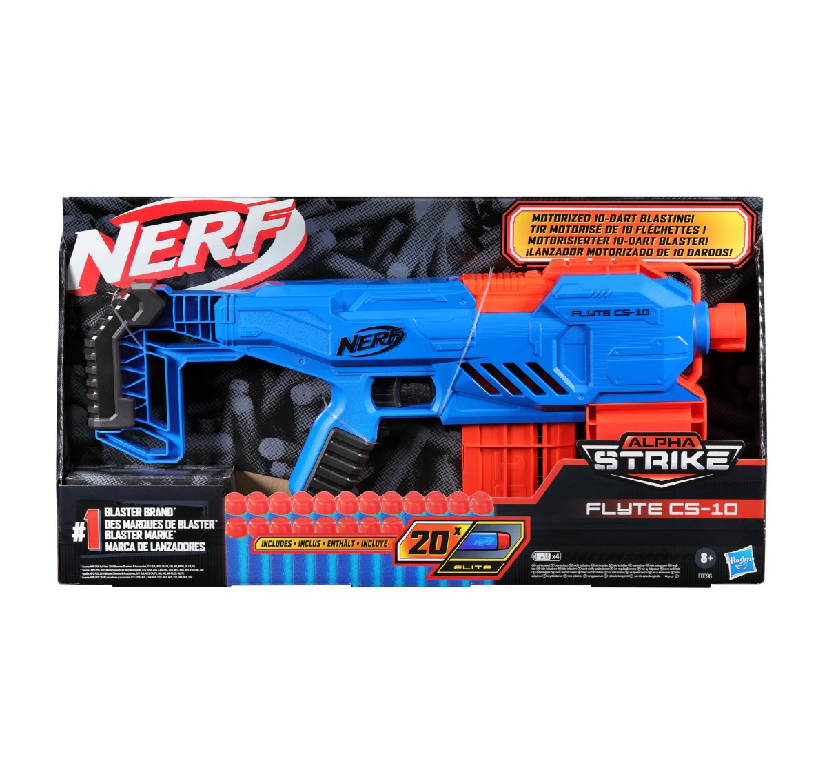 Nerf Alpha Strike Flyte CS 10 Motorized Blaster for kids 8Y+, Multicolour