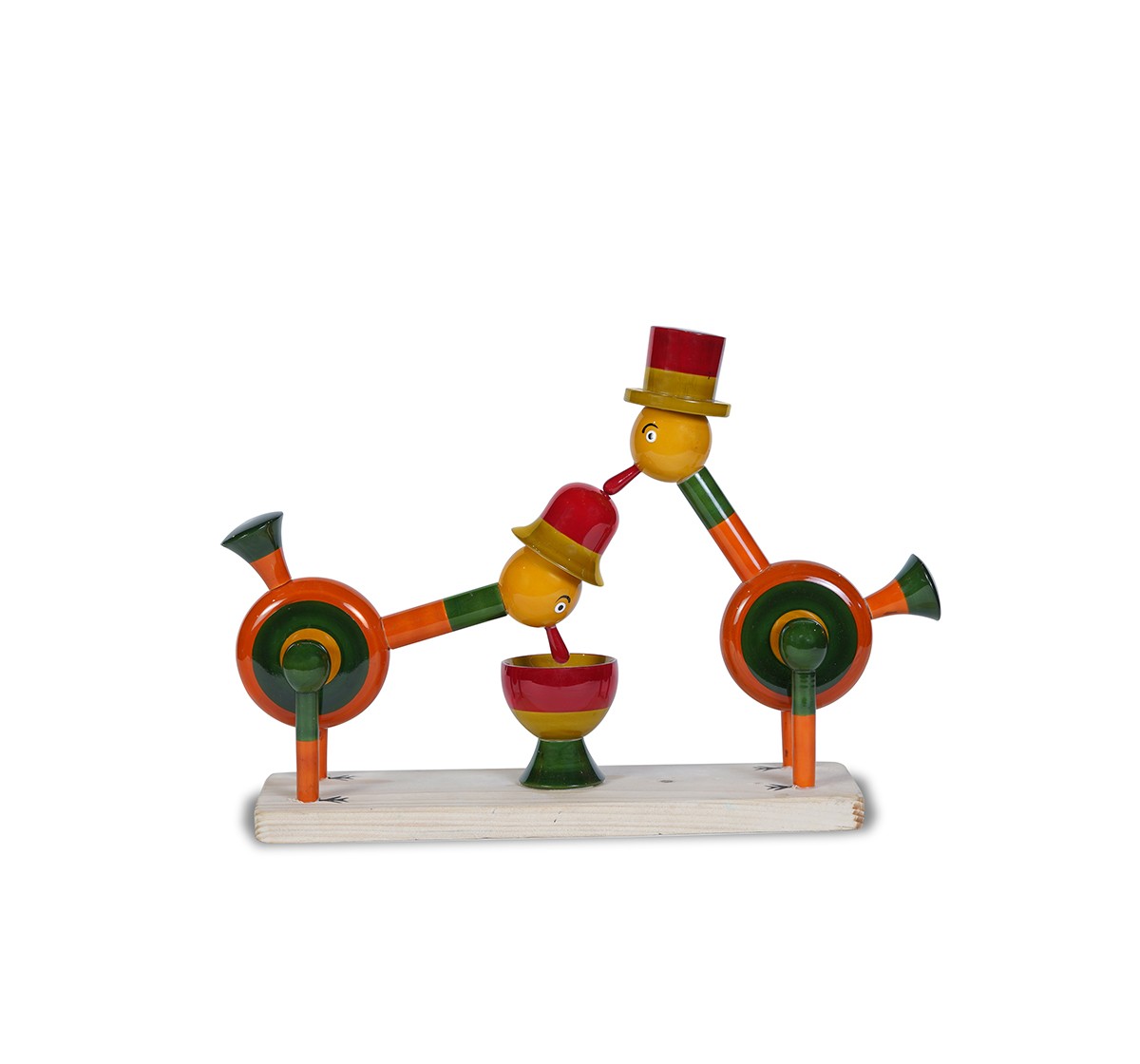 Folktales Handmade Clown Bird Set Wooden Toys for Kids age 3Y+ (Orange)