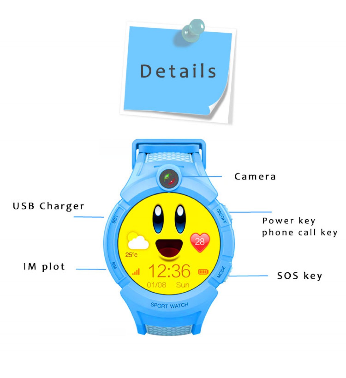 Sekyo Moon phone smartwatch for kids Blue 3Y+