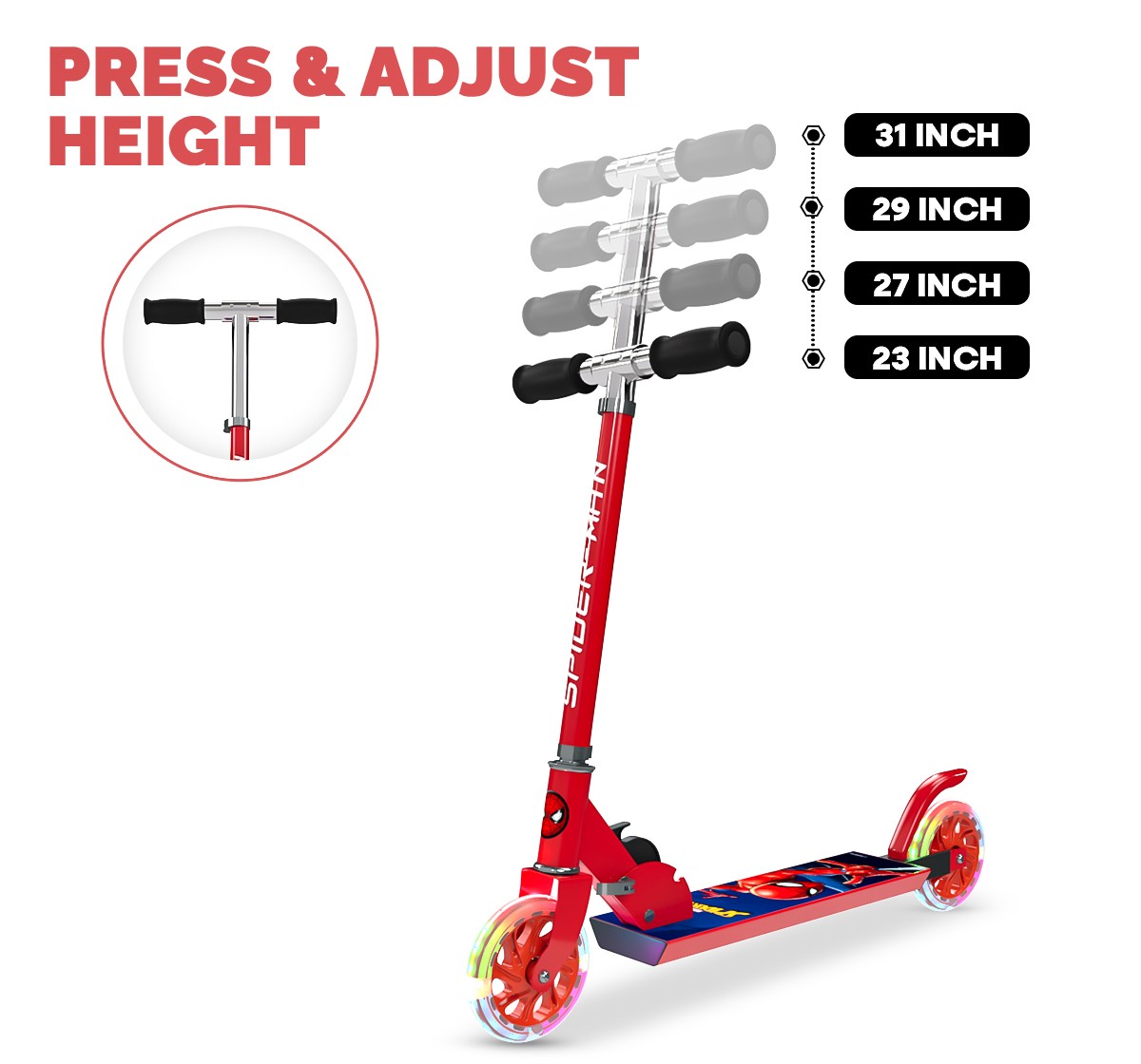 Spiderman 2-Wheel Scooter for Kids age 2Y+,  Red