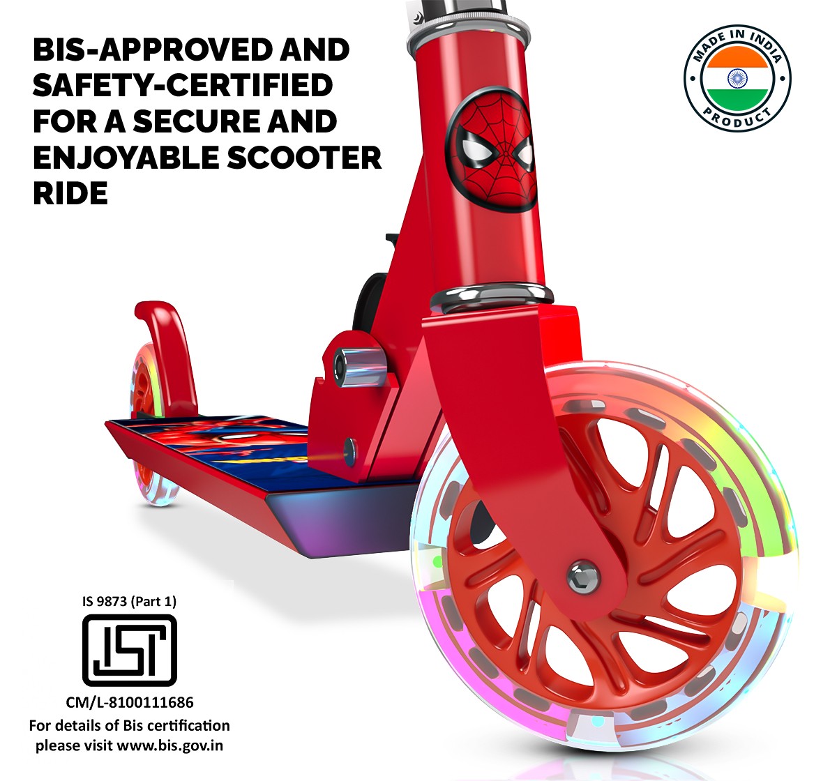 Spiderman 2-Wheel Scooter for Kids age 2Y+,  Red