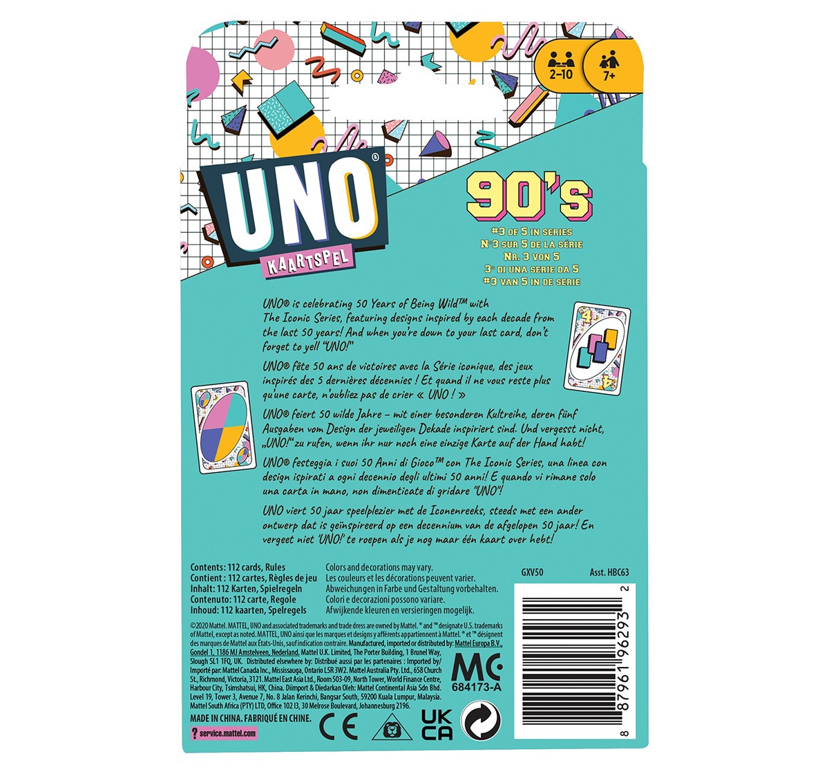 Mattel Games UNO Iconic 1990S,  7Y+ (Multicolor)
