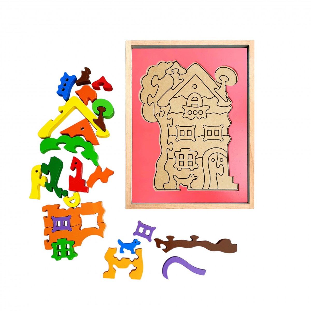 Hilife House 3D Shape 2 Layer Puzzle,  3Y+ (Multicolor)