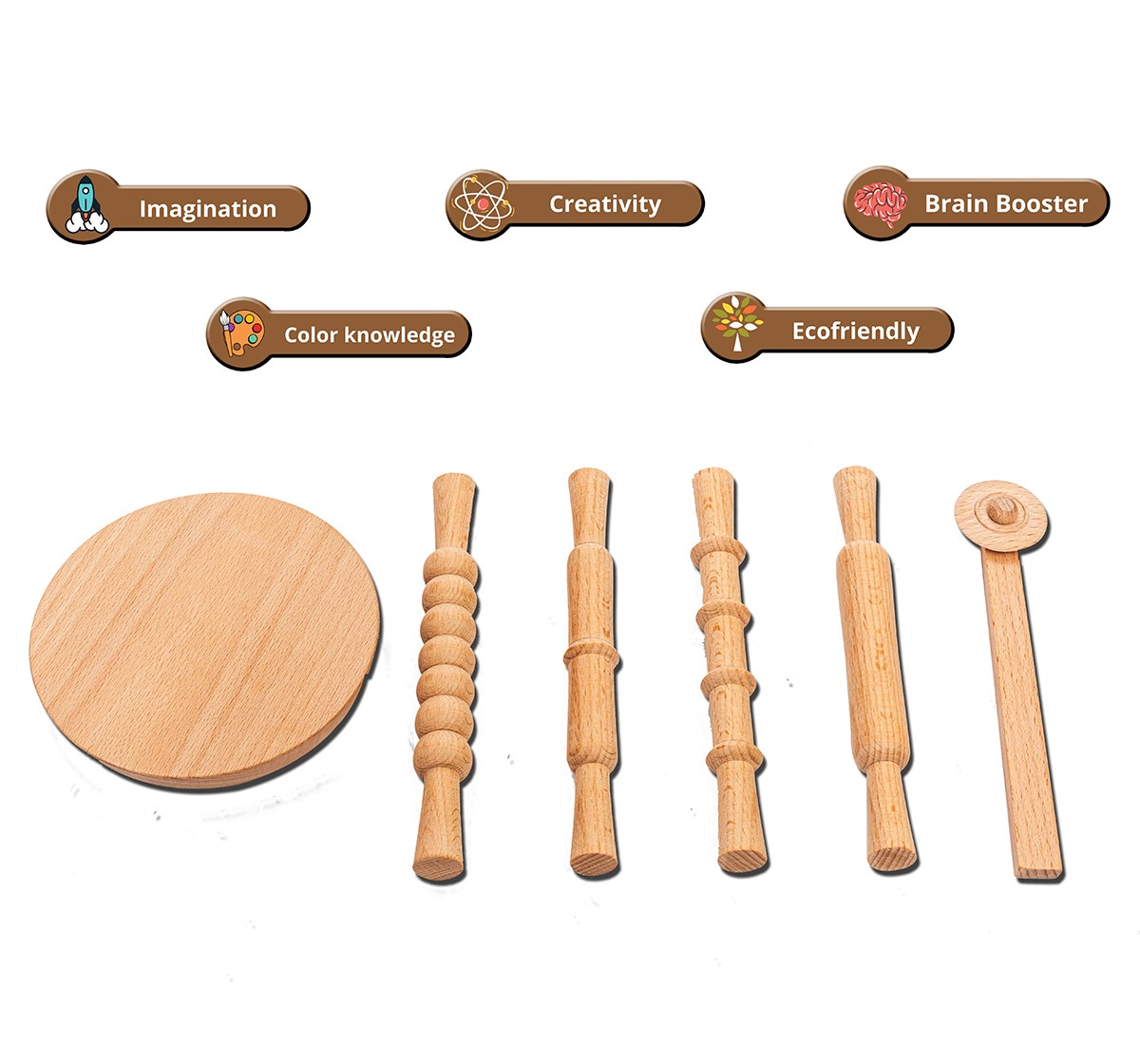 Hilife Kids Clay Time Rolling Pin and Board,  3Y+ (Multicolor)