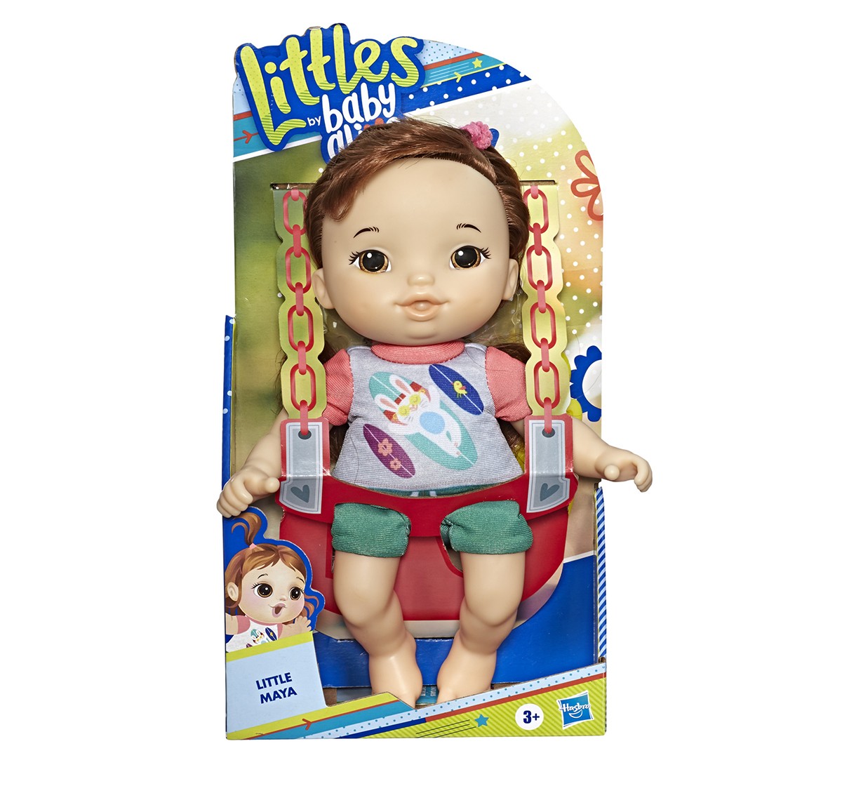 Littles by Baby Alive, Littles Squad, Little Maya, Brown Hair, 9-inch Take-Along Toddler Doll with Comb, Toy for Kids age 3Y+