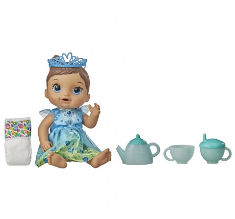 Baby Alive Tea ‘n Sparkles Baby Doll, Color-Changing Tea Set, Doll Accessories, Drinks and Wets, Brown Hair Toy for Kids Ages 3Y+