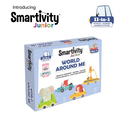 Smartivity Junior World Around Me Pre-School STEAM Learning Educational Toy Art & Craft Play 11 in 1 Activity Kit Gift Box 2 - 5 yrs Toddler Baby Augmented Reality Colouring FREE APP Interactive Flash Cards for Kids age 3Y+ (Multicolour)