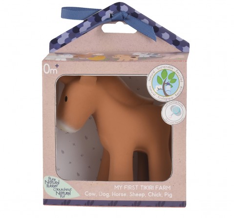 Tikiri Toys Horse Natural Rubber Rattle & Bath Toy, 0M+ (Multicolor)