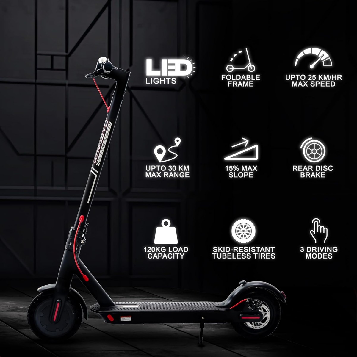 Uboard Electric Scooter Ev, 12Y+, Black