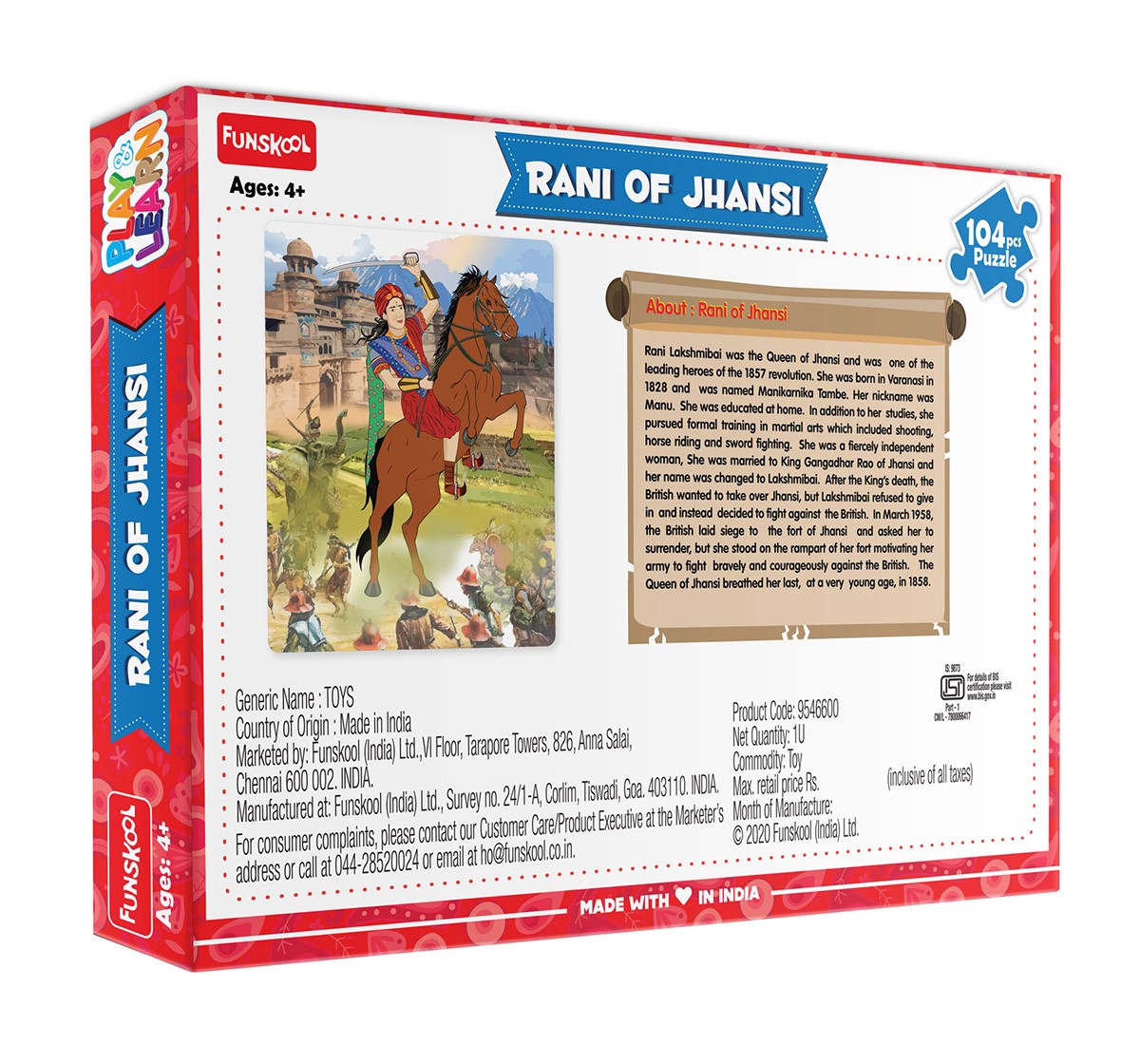 Play & Learn Rani Of Jhansi Puzzle 104 Pcs, 2Y+ (Multicolor)
