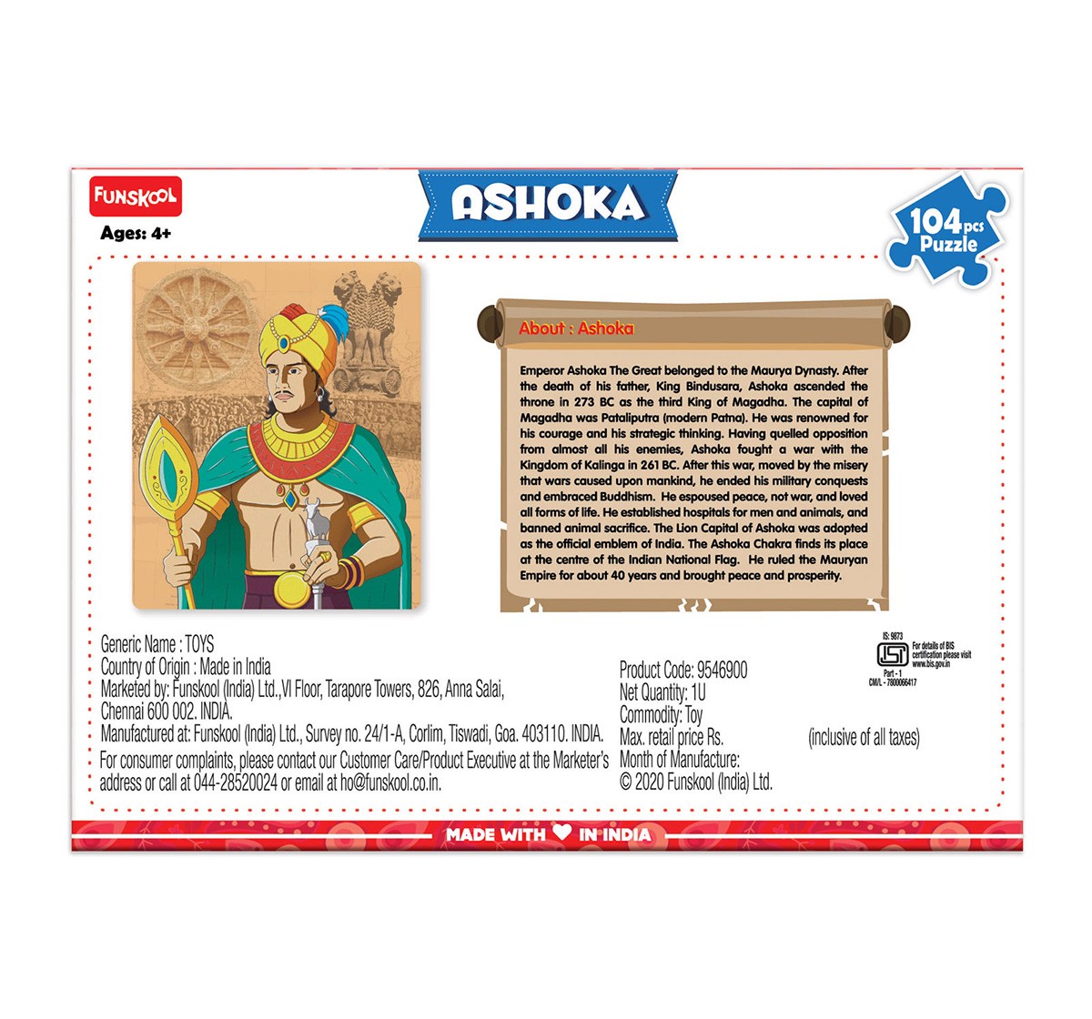 Play & Learn Ashoka Puzzle 104 Pcs, 2Y+ (Multicolor)