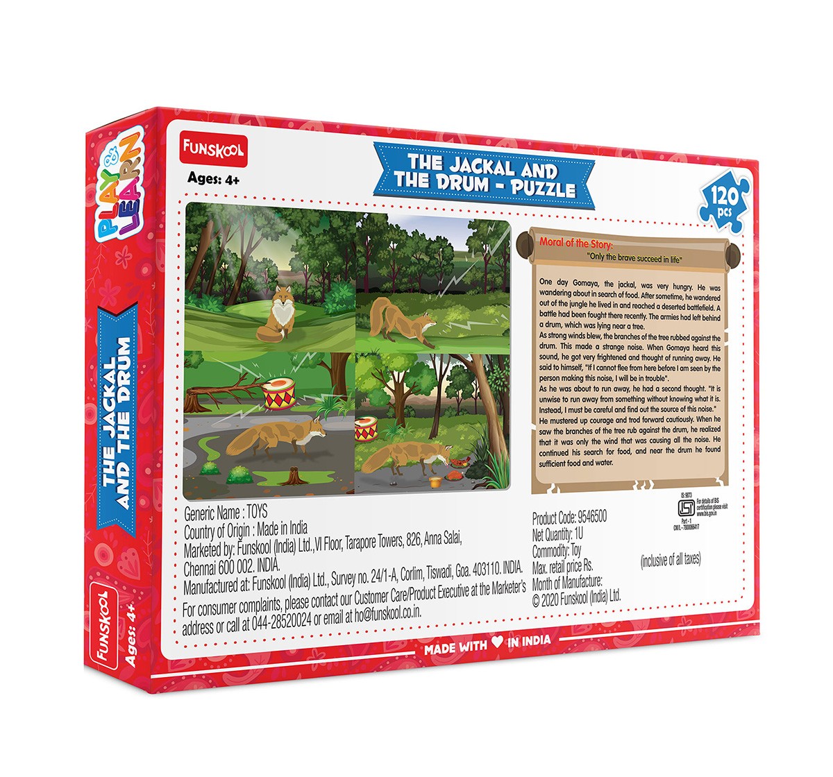 Play & Learn The Jackal And The Drum Puzzle 120 Pcs, 2Y+ (Multicolor)