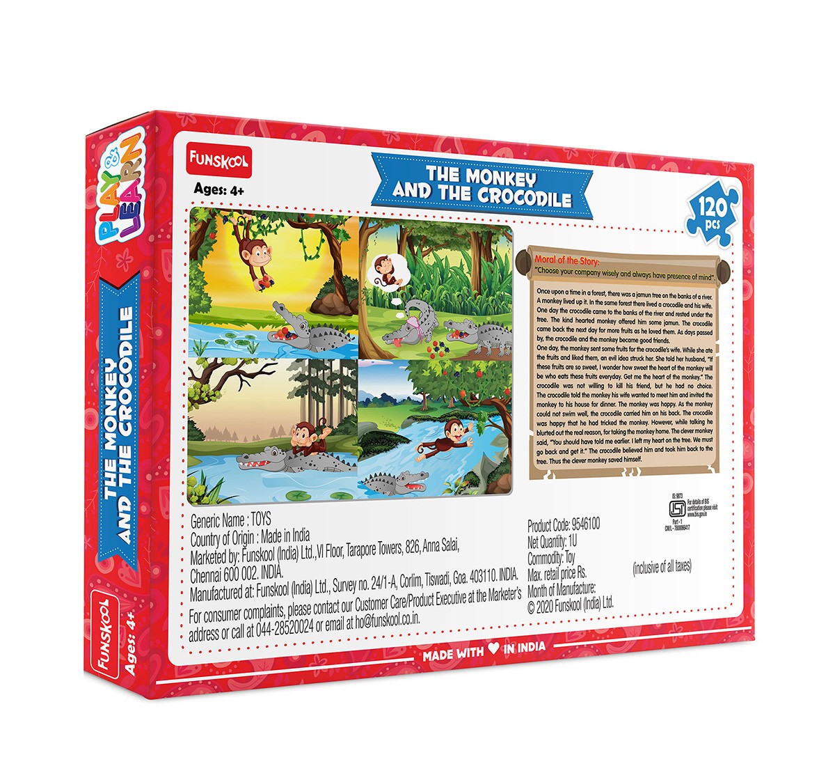 Play & Learn The Monkey And The Crocodile 120 Pcs, 2Y+ (Multicolor)