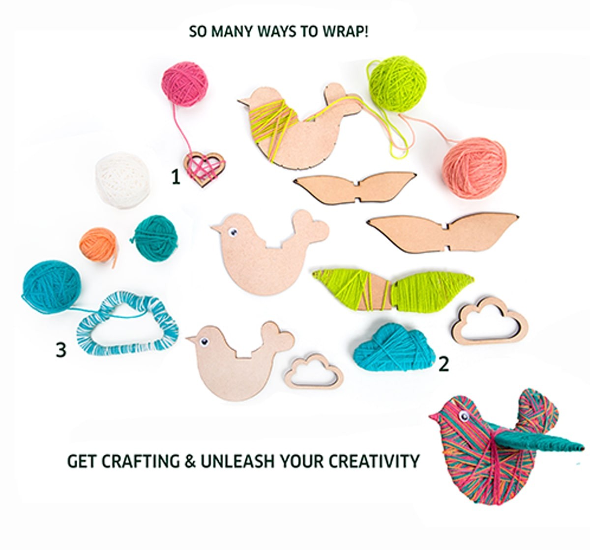 Chalk and Chuckles Yarn Wrapping, String Art Craft Kit,  9Y+