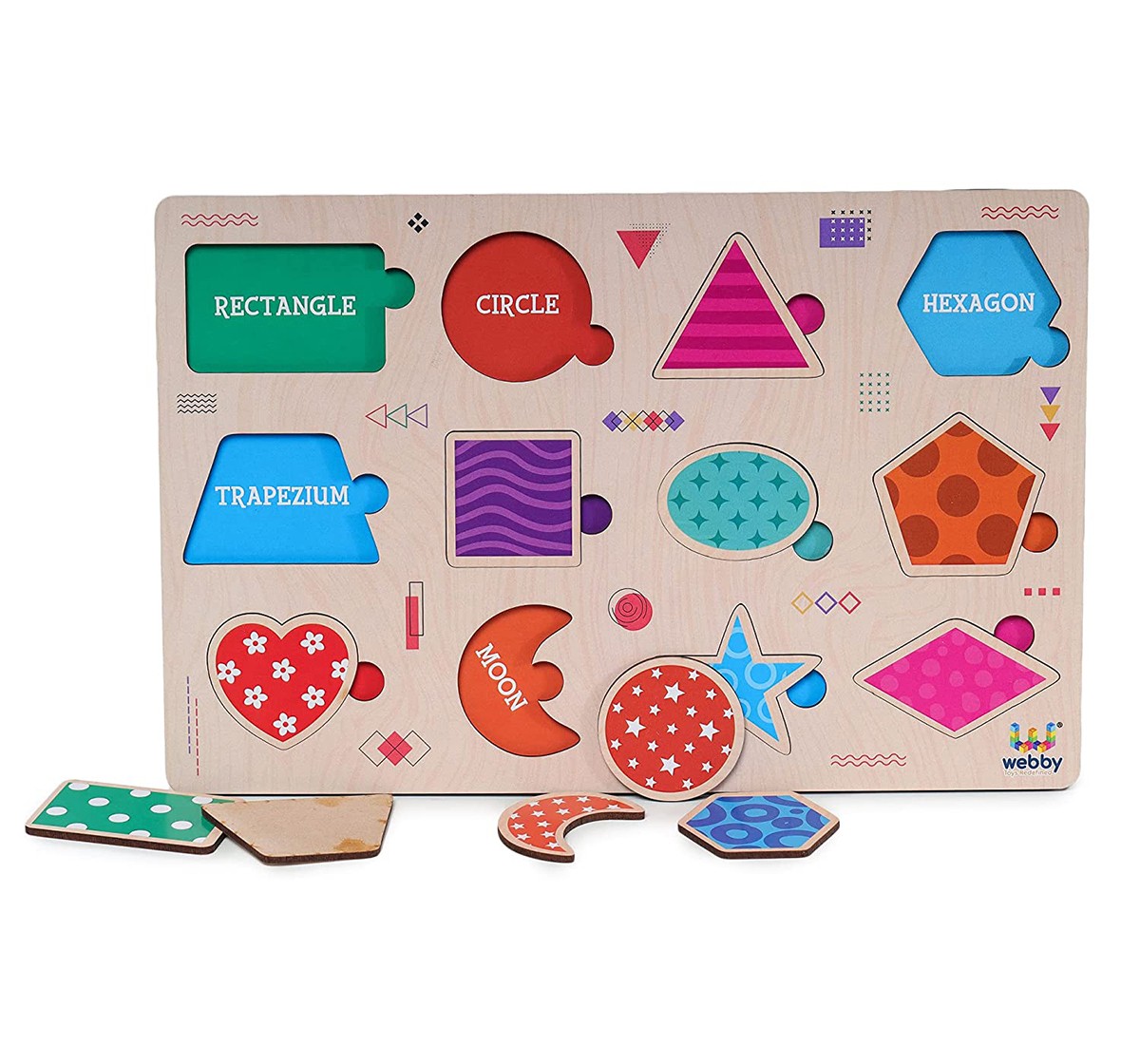 Webby Wooden Educational Shapes,  3Y+ (Multicolour)