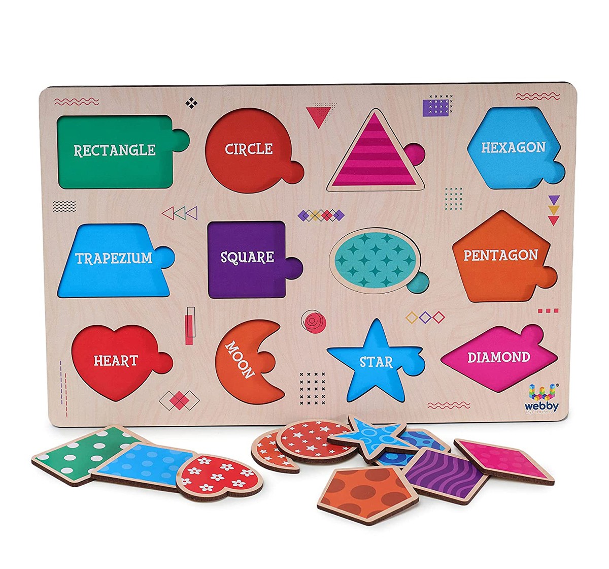 Webby Wooden Educational Shapes,  3Y+ (Multicolour)