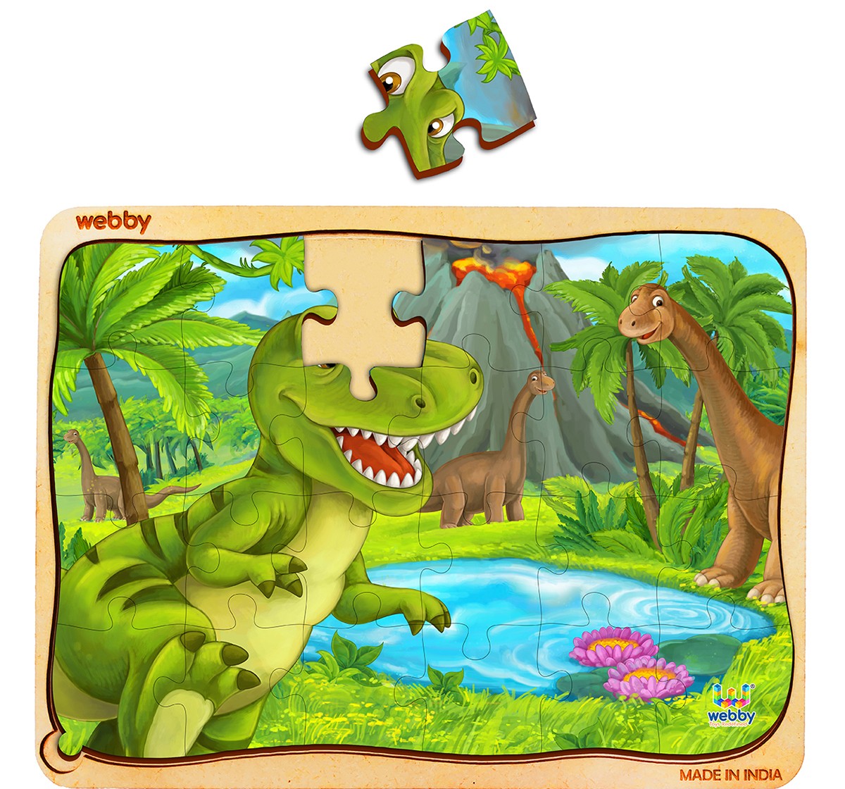 Webby Dino Park Wooden Puzzle 24pcs,  3Y+ (Multicolour)