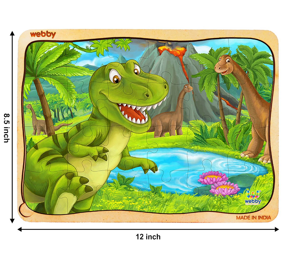 Webby Dino Park Wooden Puzzle 24pcs,  3Y+ (Multicolour)