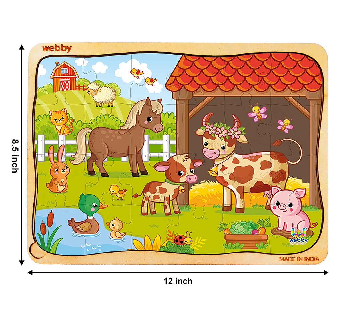 Webby Farm Animals Wooden Puzzle 24pcs,  3Y+ (Multicolour)