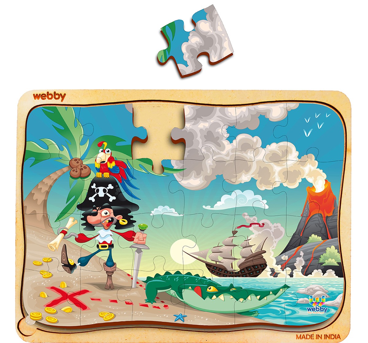 Webby Pirate Sce Wooden Puzzle 24pcs,  3Y+ (Multicolour)