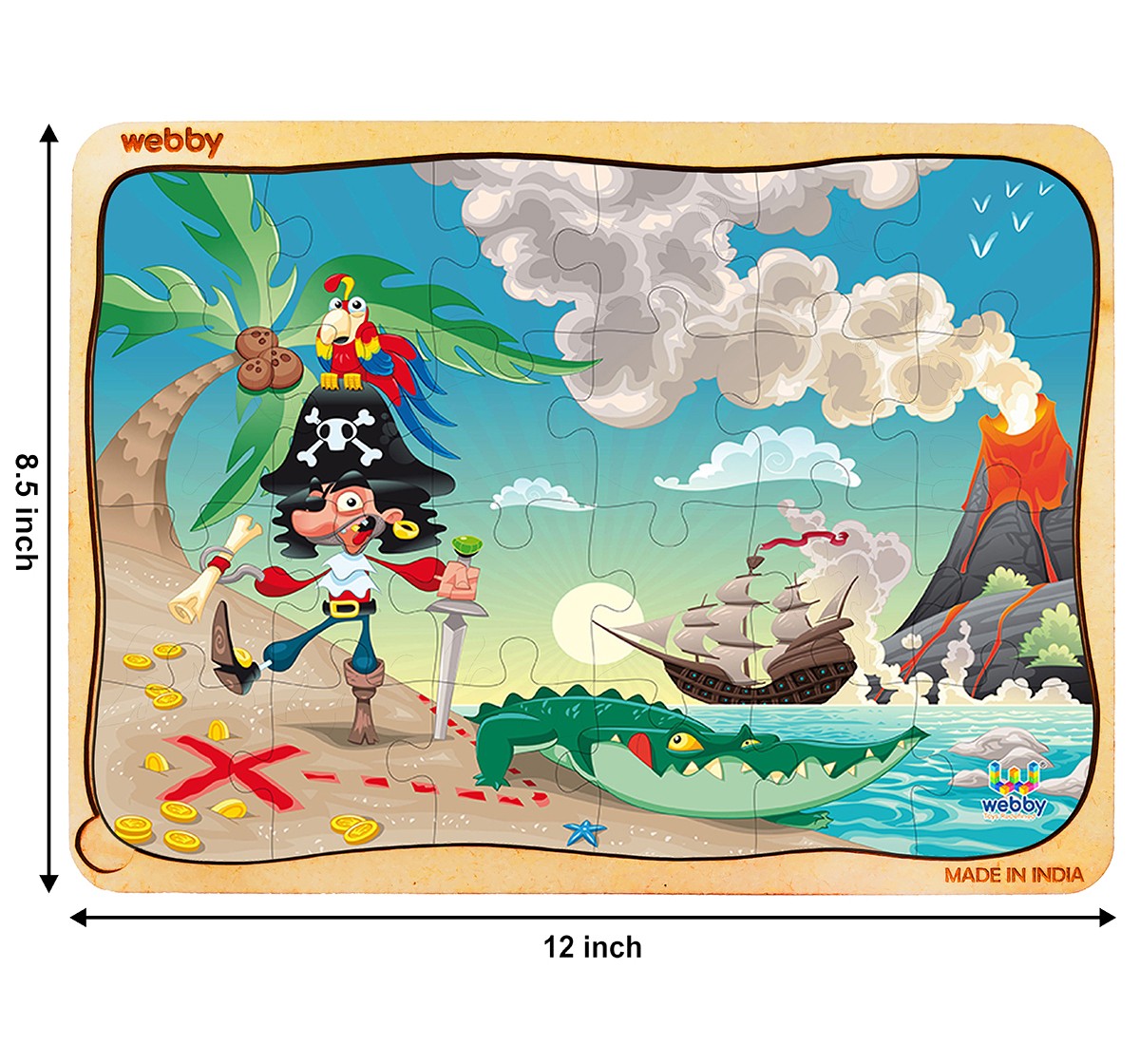 Webby Pirate Sce Wooden Puzzle 24pcs,  3Y+ (Multicolour)