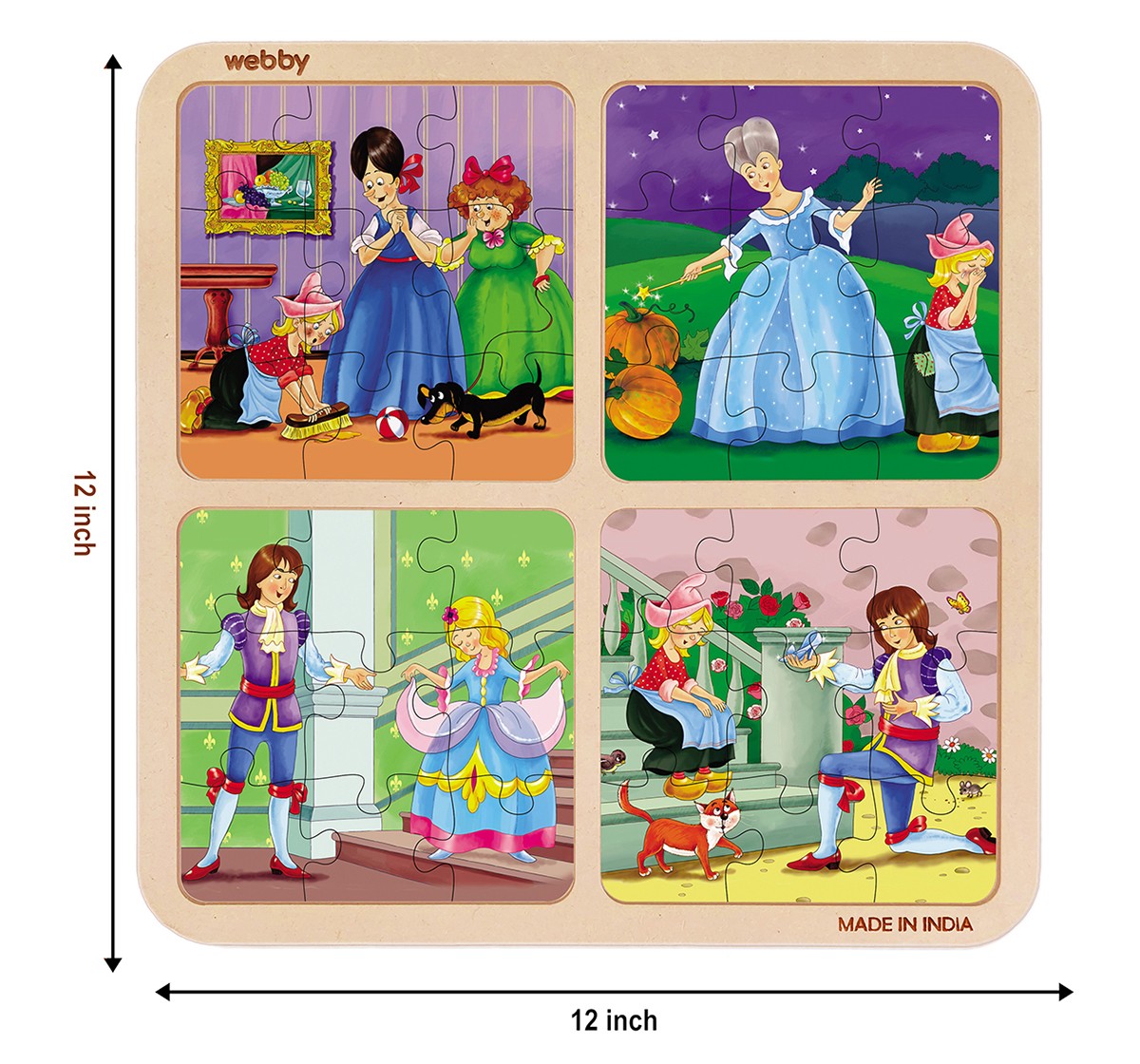 Webby Cinderella Story Wooden Puzzle 36pcs,  3Y+ (Multicolour)