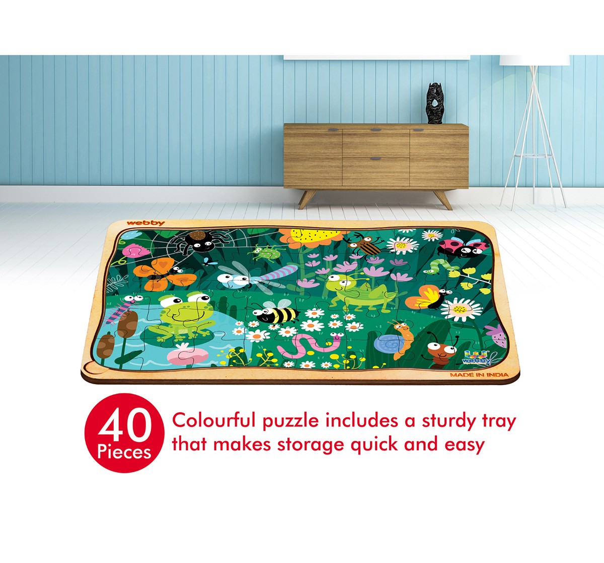 Webby Bugs Life Wooden Puzzle 40 pcs,  3Y+ (Multicolour)