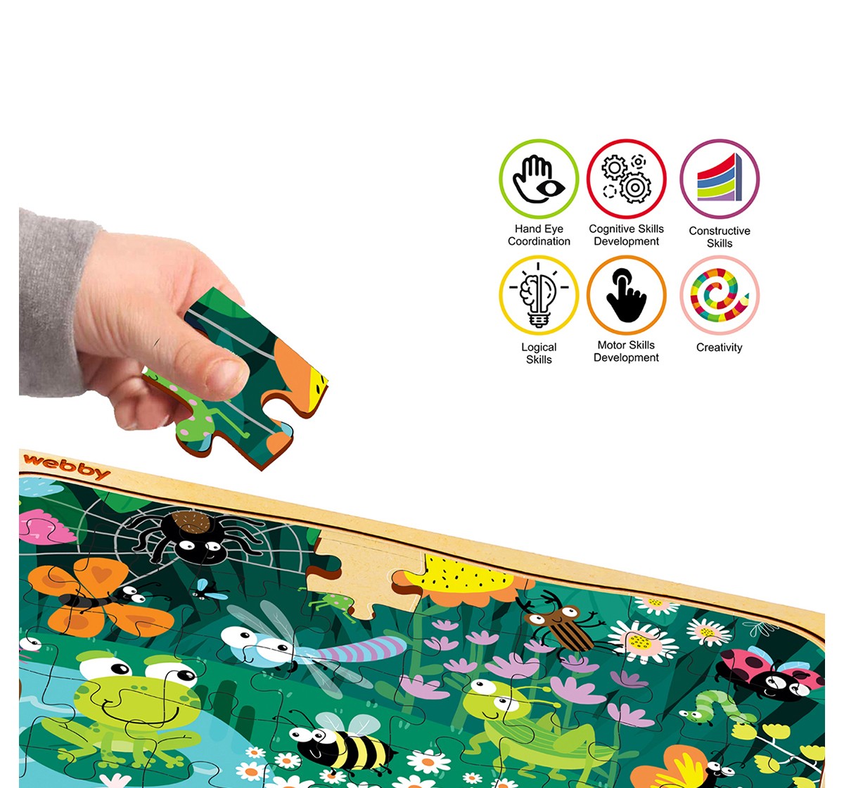 Webby Bugs Life Wooden Puzzle 40 pcs,  3Y+ (Multicolour)