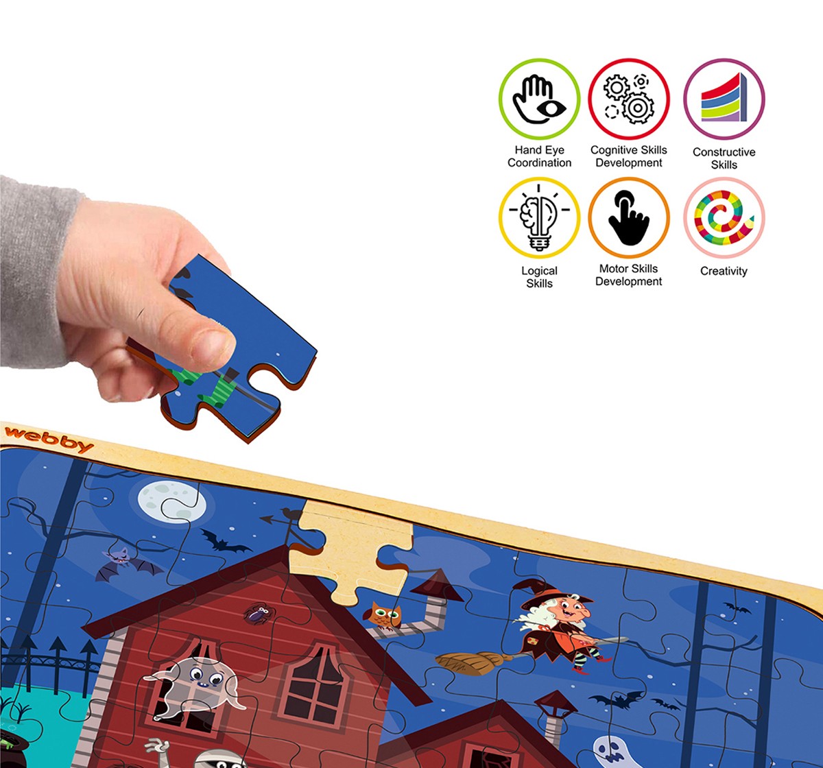 Webby Haunted House Wooden Puzzle 40 Pcs,  3Y+ (Multicolour)
