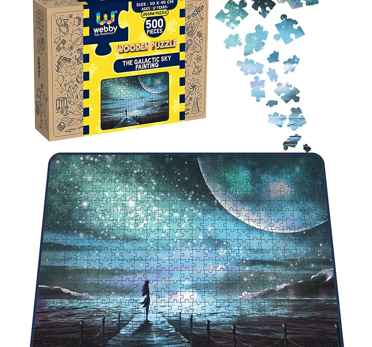 Webby Galactic Sky Painting 500 Pieces Wooden Puzzle for Kids 7Y+, Multicolour