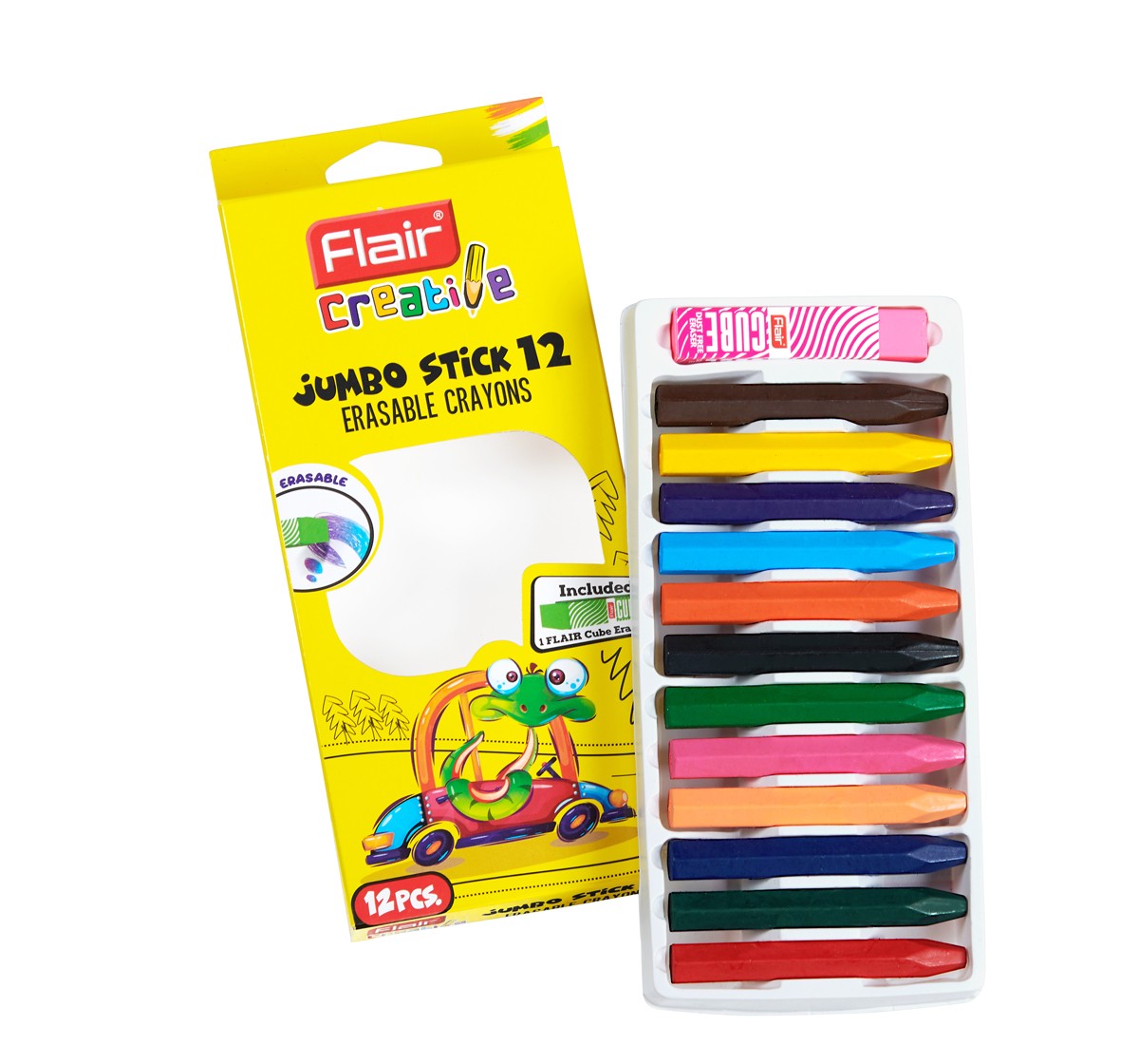 Flair Jumbo Erasable Crayons 12 Multicolor 3Y+
