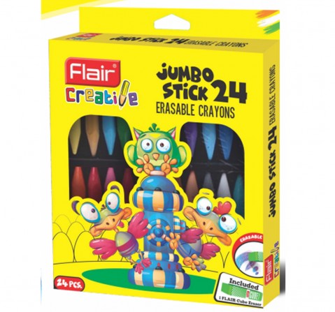 Flair Jumbo Erasable Crayons 24 Multicolor 3Y+