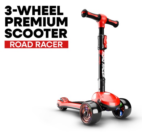 Zoozi 3-Wheel Twist Scooter for Outdoor Play - Red, 2Y+