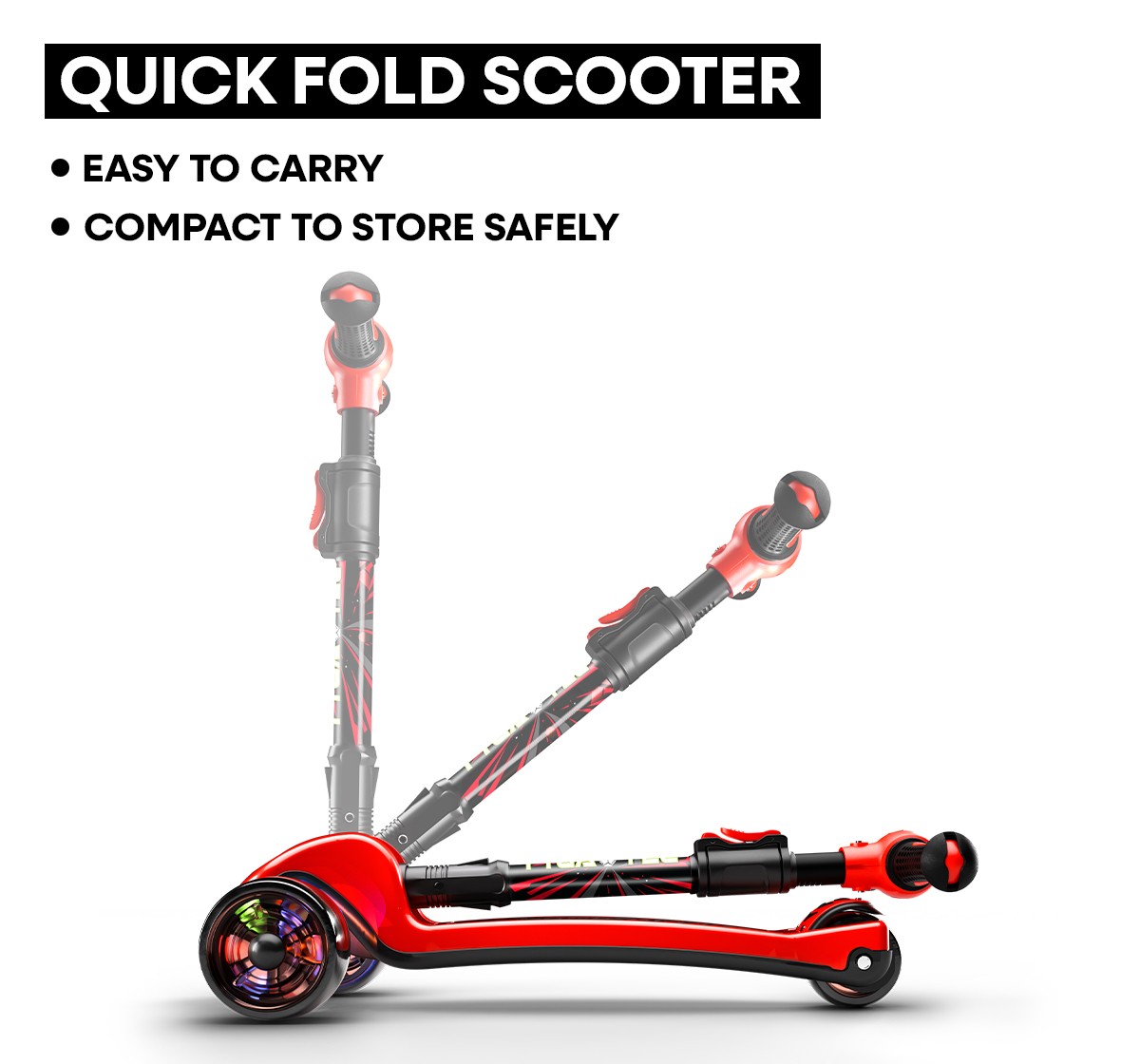 Zoozi 3-Wheel Twist Scooter for Outdoor Play - Red, 2Y+