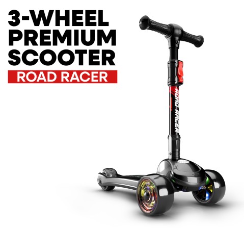 Zoozi 3-Wheel Twist Scooter for Outdoor Play - Black, 2Y+