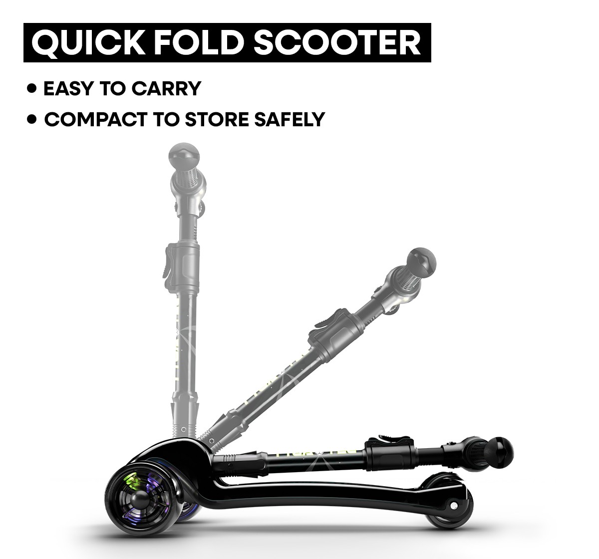 Zoozi 3-Wheel Twist Scooter for Outdoor Play - Black, 2Y+