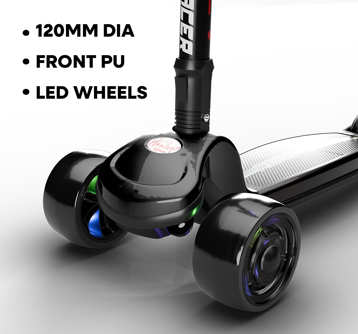 Zoozi 3-Wheel Twist Scooter for Outdoor Play - Black, 2Y+