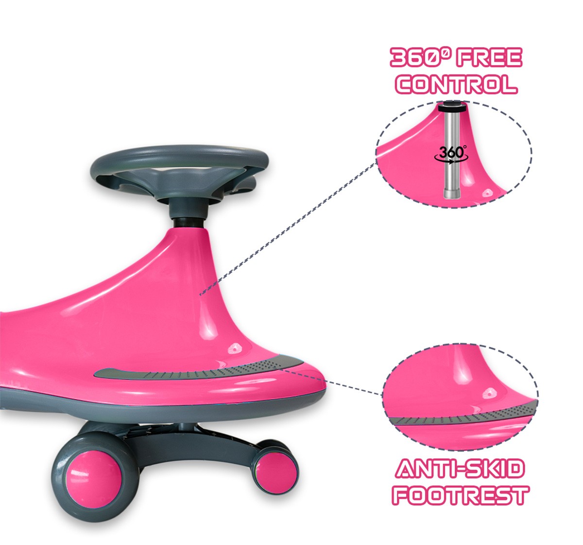 Zoozi Swing Car for Outdoor play Pink 12M+