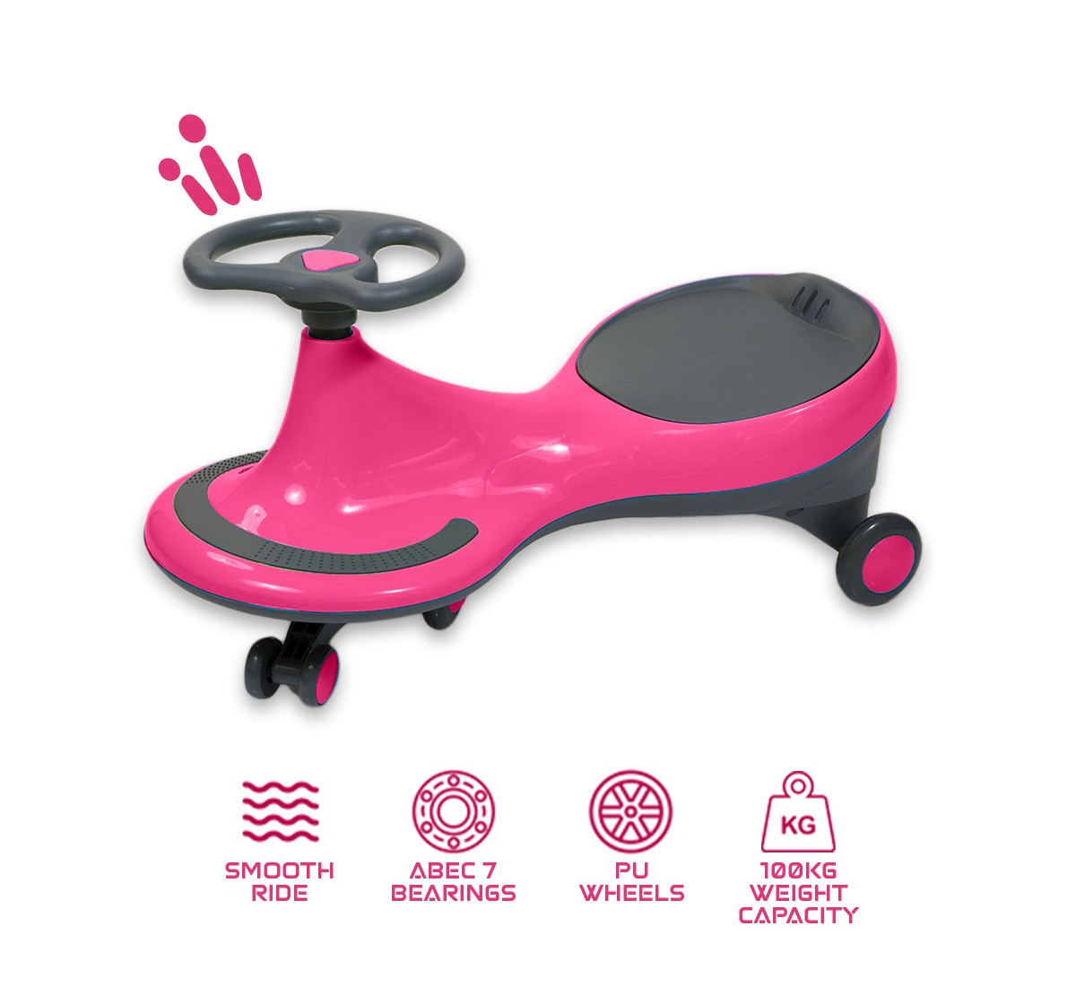 Zoozi Swing Car for Outdoor play Pink 12M+