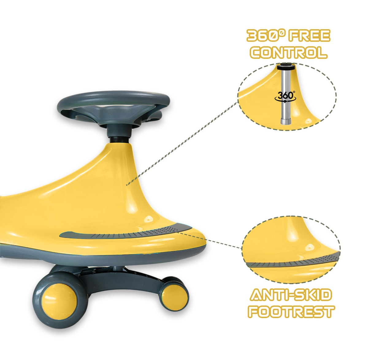 Zoozi Swing Car for Outdoor play Yellow 12M+