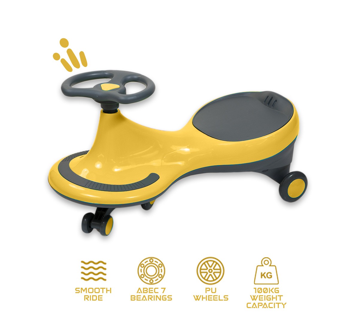 Zoozi Swing Car for Outdoor play Yellow 12M+