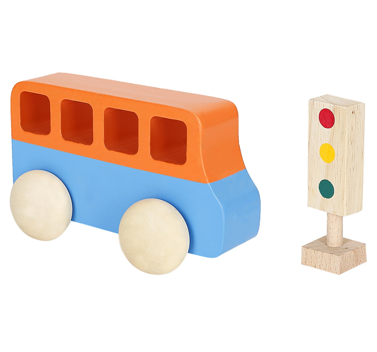 Shooting Star Bus With Traffic Lights Pull Along Toy for kids 3Y+, Multicolour
