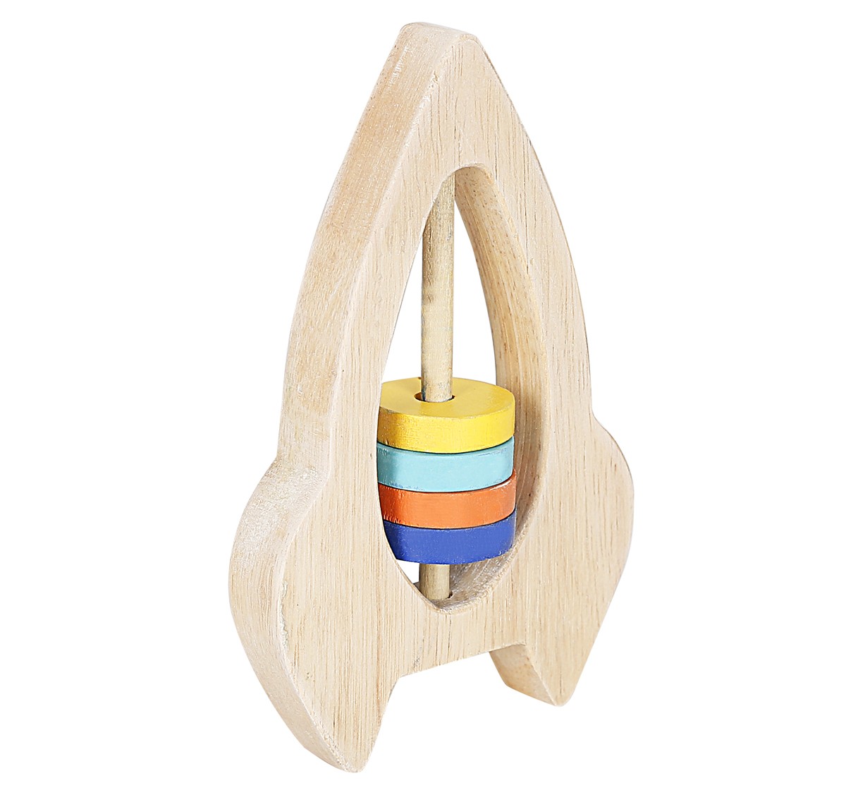 Shooting Star Wooden Rocket Rattle for kids 3Y+, Multicolour