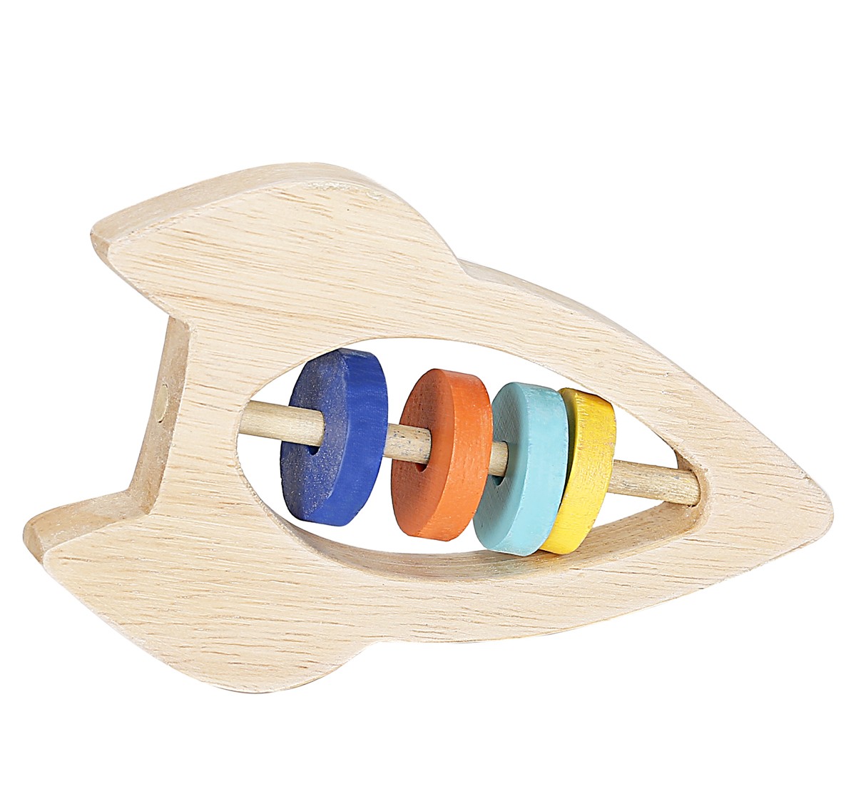 Shooting Star Wooden Rocket Rattle for kids 3Y+, Multicolour