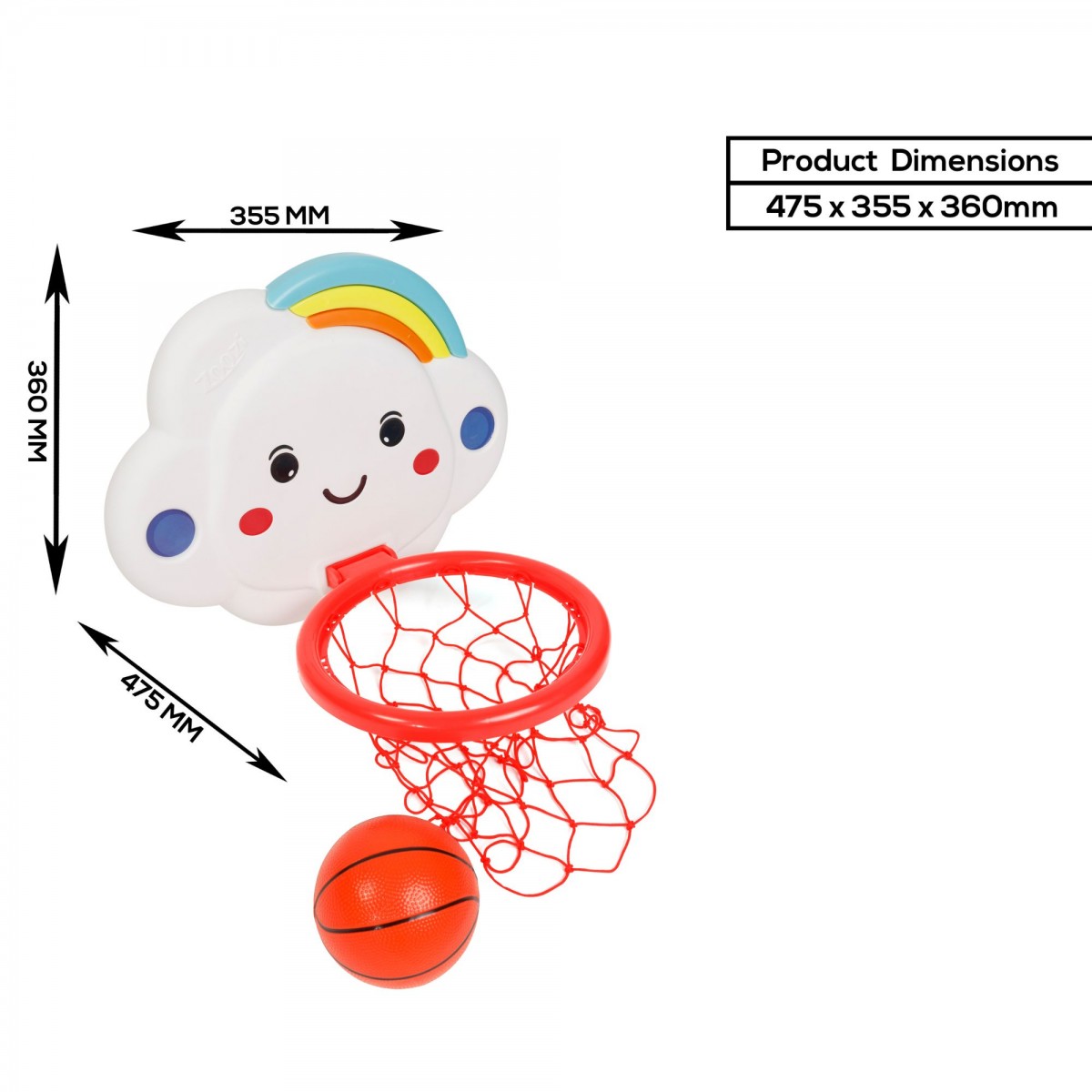 Zoozi Basket Ball Wall Mounted Basketball Hoop Set, Multicolour, Indoor Basketball Hoop for Kids & Adults, 36M+