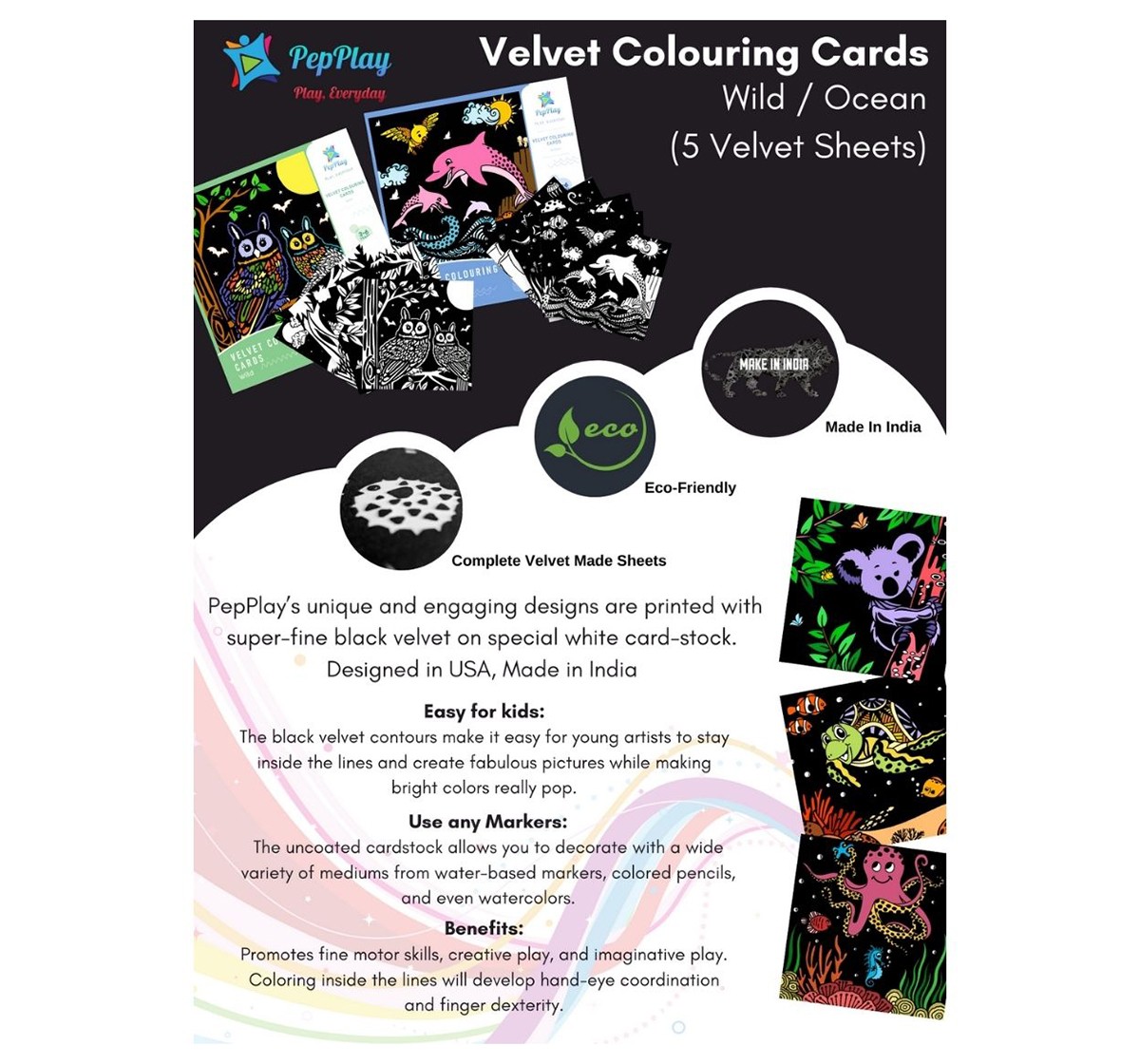 PepPlay Velvet Coloring Cards Ocean 3Y+