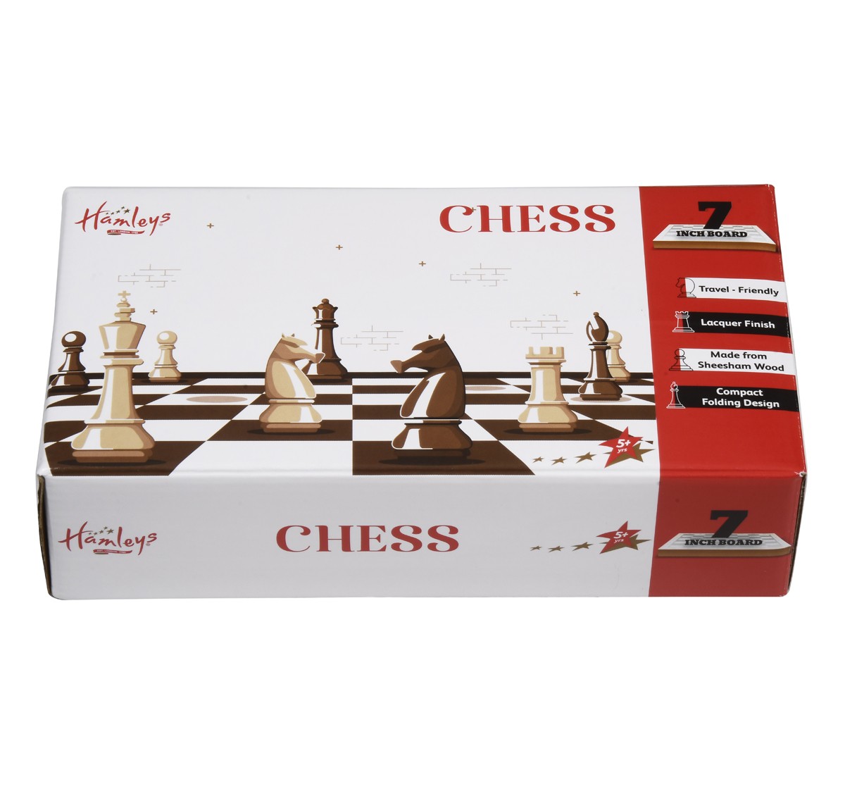 Hamleys 7 inches Wooden Travel Folding Sheesham Magnetic Chess Set for Kids 5Y+, Multicolour