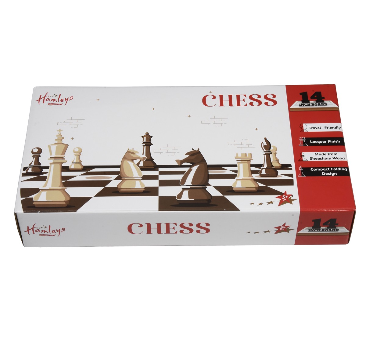 Hamleys 14 inches Wooden Travel Folding Sheesham Magnetic Chess Set for Kids 5Y+, Multicolour